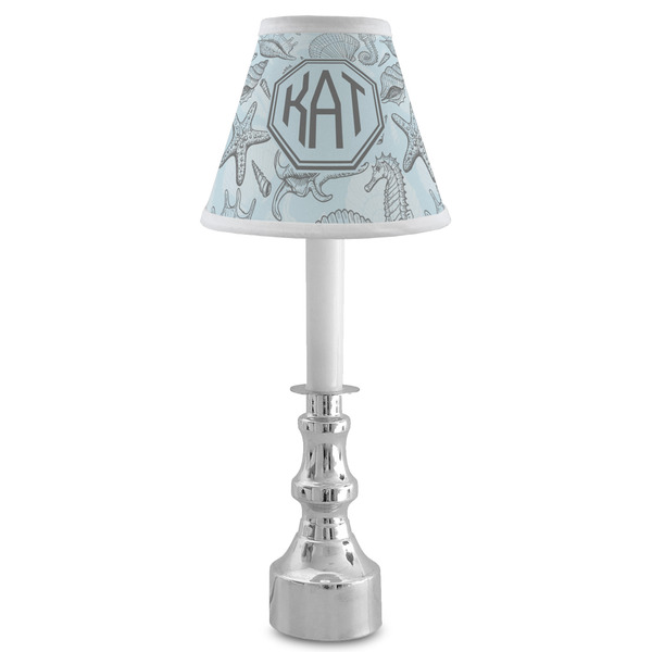 Sea-blue Seashells Small Chandelier Lamp - LIFESTYLE (on candle stick)