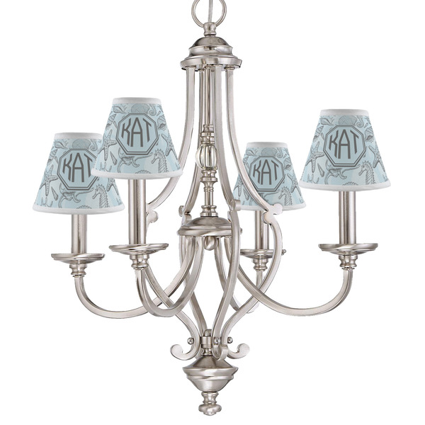 Sea-blue Seashells Small Chandelier Shade - LIFESTYLE (on chandelier)