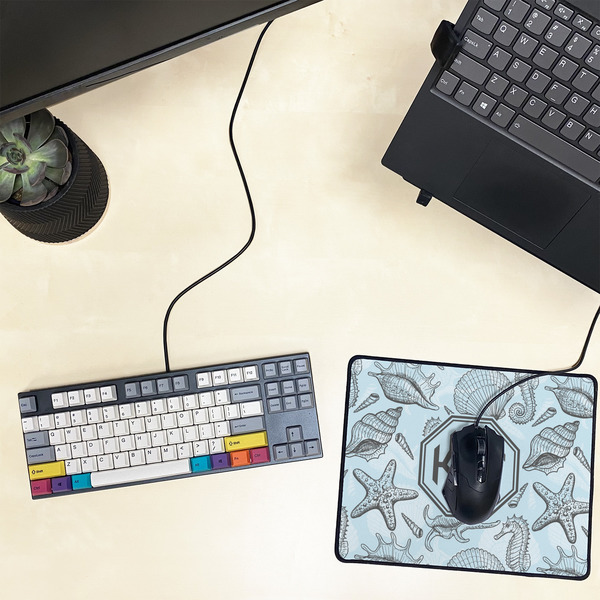Sea-blue Seashells Small Gaming Mats - LIFESTYLE