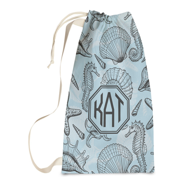 Custom Sea-blue Seashells Laundry Bags - Small (Personalized)