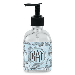 Sea-blue Seashells Glass Soap & Lotion Bottle - Single Bottle (Personalized)