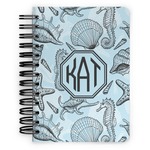 Sea-blue Seashells Spiral Notebook - 5x7 w/ Monogram