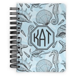 Sea-blue Seashells Spiral Notebook - 5x7 w/ Monogram