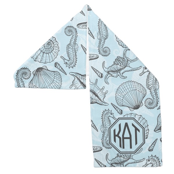 Sea-blue Seashells Sports Towel Folded - Both Sides Showing