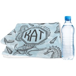 Sea-blue Seashells Sports & Fitness Towel (Personalized)