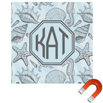 Sea-blue Seashells Square Car Magnet - 6" (Personalized)