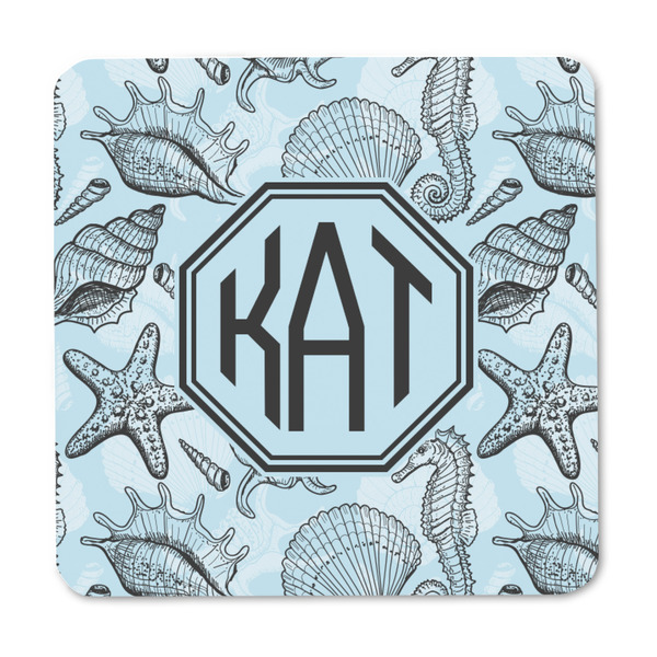 Sea-blue Seashells Square Fridge Magnet - FRONT