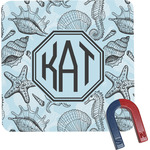 Sea-blue Seashells Square Fridge Magnet (Personalized)