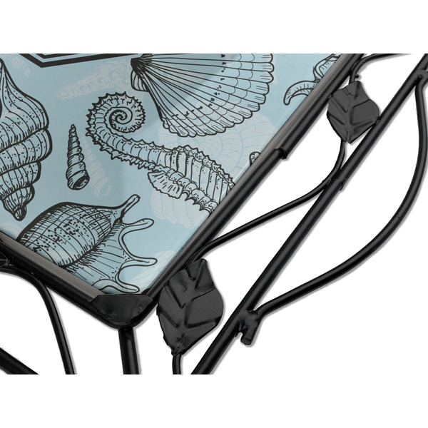 Sea-blue Seashells Square Trivet - Detail