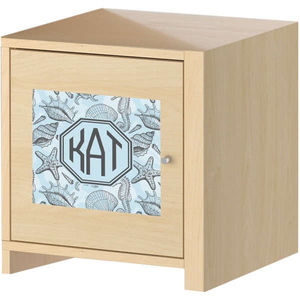 Sea-blue Seashells Square Wall Decal on Wooden Cabinet