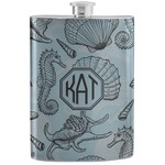 Sea-blue Seashells Stainless Steel Flask (Personalized)