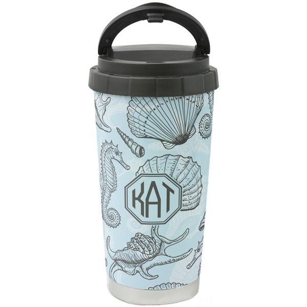Custom Sea-blue Seashells Stainless Steel Coffee Tumbler (Personalized)