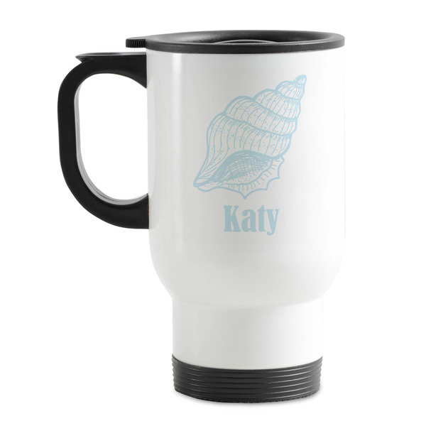 Custom Sea-blue Seashells Stainless Steel Travel Mug with Handle