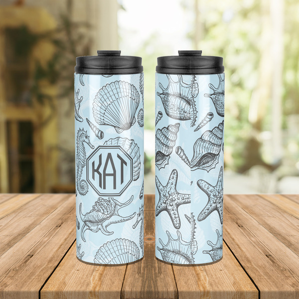 Sea-blue Seashells Stainless Steel Tumbler - Lifestyle