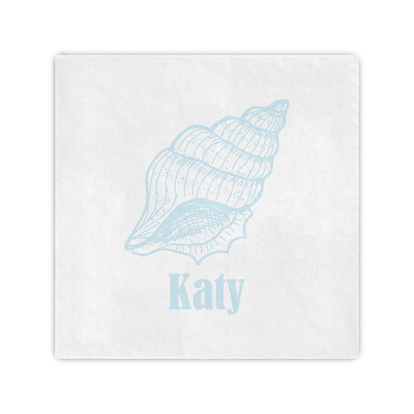 Custom Sea-blue Seashells Standard Cocktail Napkins (Personalized)