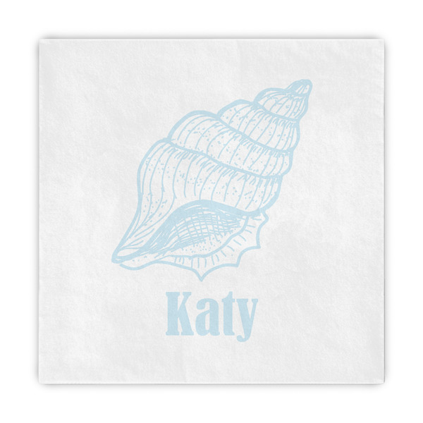 Custom Sea-blue Seashells Decorative Paper Napkins (Personalized)