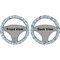 Sea-blue Seashells Steering Wheel Cover- Front and Back