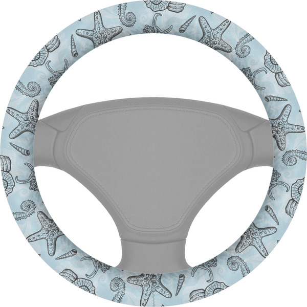 Custom Sea-blue Seashells Steering Wheel Cover