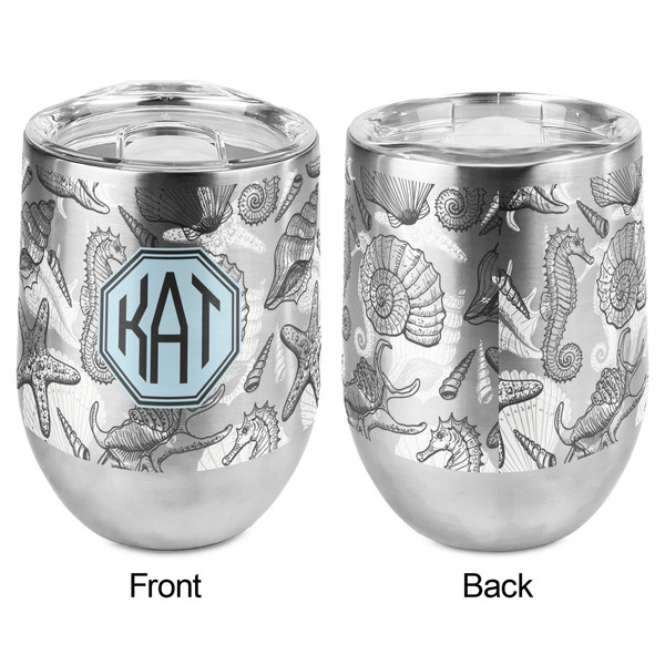 Sea-blue Seashells Stemless Wine Tumbler - Full Print - Approval