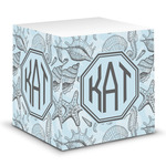 Sea-blue Seashells Sticky Note Cube (Personalized)