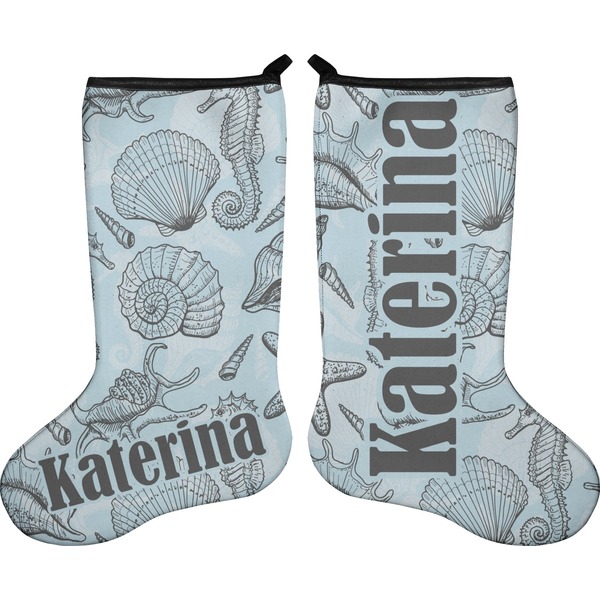 Sea-blue Seashells Stocking - Double-Sided - Approval