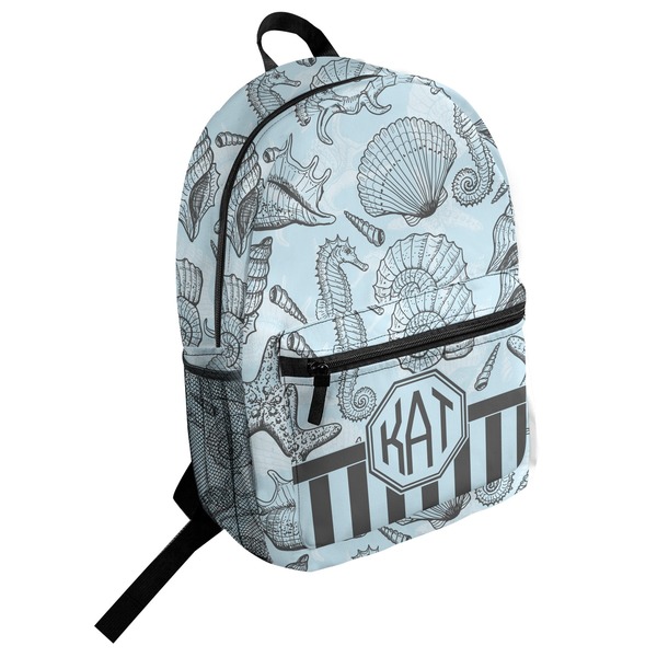 Custom Sea-blue Seashells Student Backpack (Personalized)