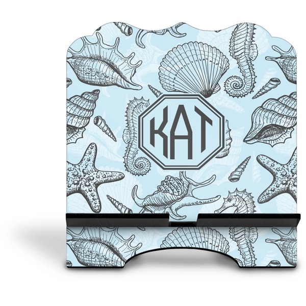 Sea-blue Seashells Stylized Tablet Stand - Front without iPad