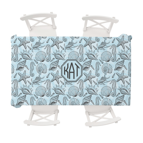 Custom Sea-blue Seashells Tablecloth - 58"x102" (Personalized)
