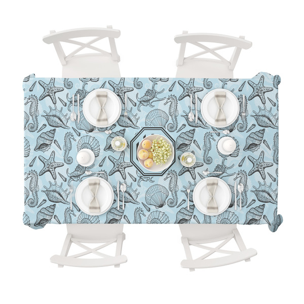 Sea-blue Seashells Tablecloths (58"x102") - TOP VIEW