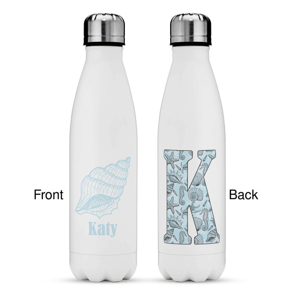 Sea-blue Seashells Tapered Water Bottle - Apvl