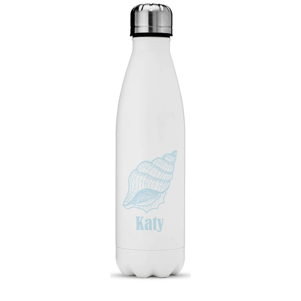 Custom Sea-blue Seashells Water Bottle - 17 oz. - Stainless Steel - Full Color Printing (Personalized)
