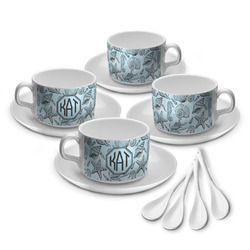 Sea-blue Seashells Tea Cup - Set of 4 (Personalized)