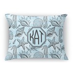 Sea-blue Seashells Rectangular Throw Pillow Case (Personalized)