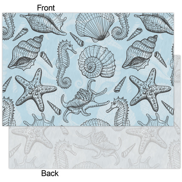 Sea-blue Seashells Tissue Paper - Heavyweight - XL - Front & Back