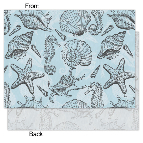 Sea-blue Seashells Tissue Paper - Lightweight - Medium - Front & Back