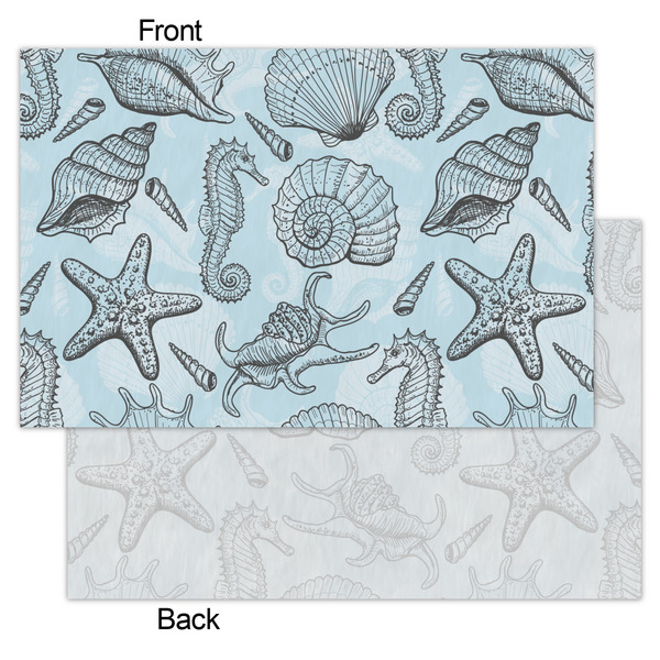 Sea-blue Seashells Tissue Paper - Lightweight - Small - Front & Back