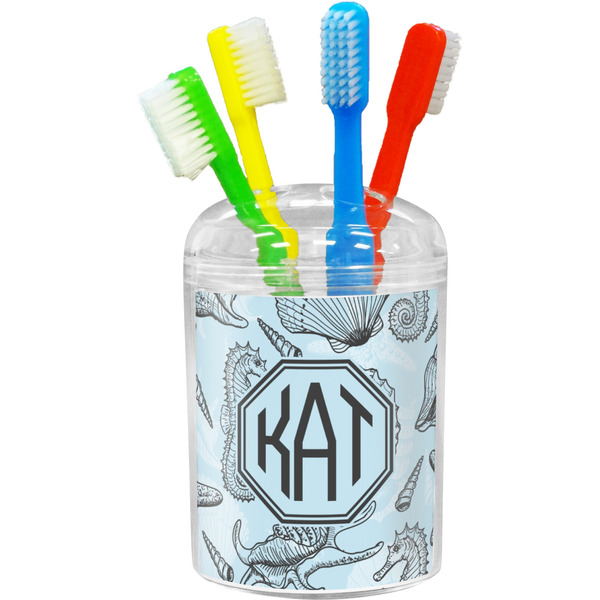 Custom Sea-blue Seashells Toothbrush Holder (Personalized)