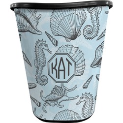Sea-blue Seashells Waste Basket - Single Sided (Black) (Personalized)