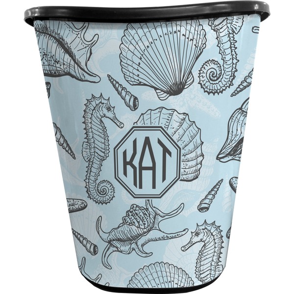 Sea-blue Seashells Trash Can Black