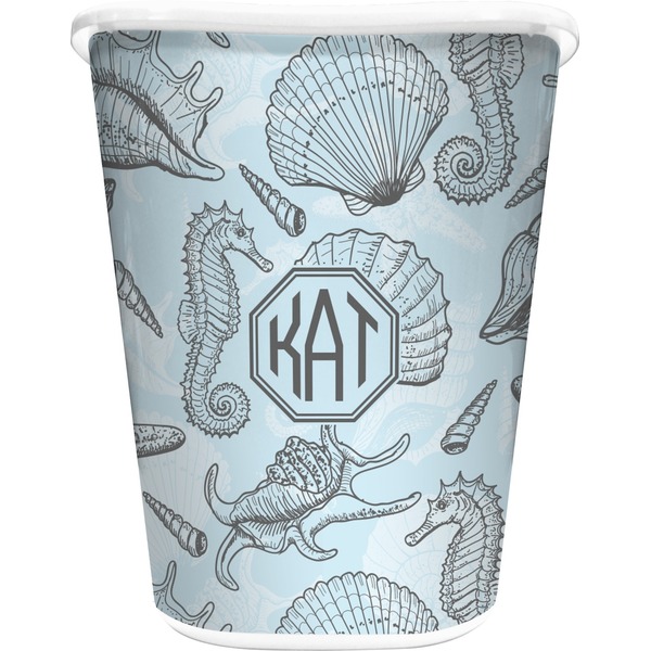 Custom Sea-blue Seashells Waste Basket (Personalized)
