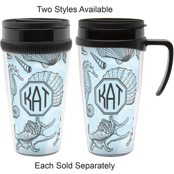 Sea-blue Seashells Travel Mugs - with & without Handle