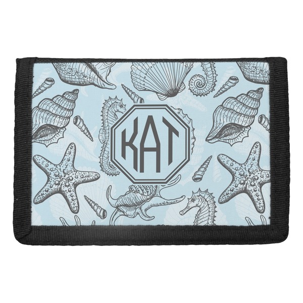 Custom Sea-blue Seashells Trifold Wallet (Personalized)