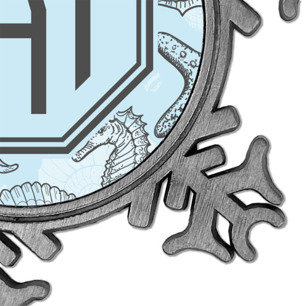 Sea-blue Seashells Vintage Snowflake - Detail