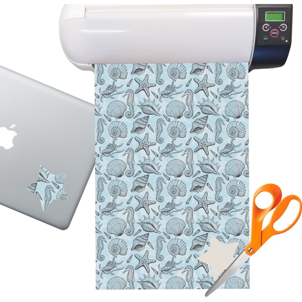 Custom Sea-blue Seashells Sticker Vinyl Sheet (Permanent)