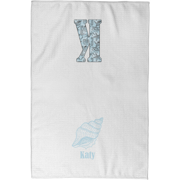 Sea-blue Seashells Waffle Towel - Partial Print - Approval Image