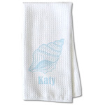 Sea-blue Seashells Kitchen Towel - Waffle Weave - Partial Print (Personalized)