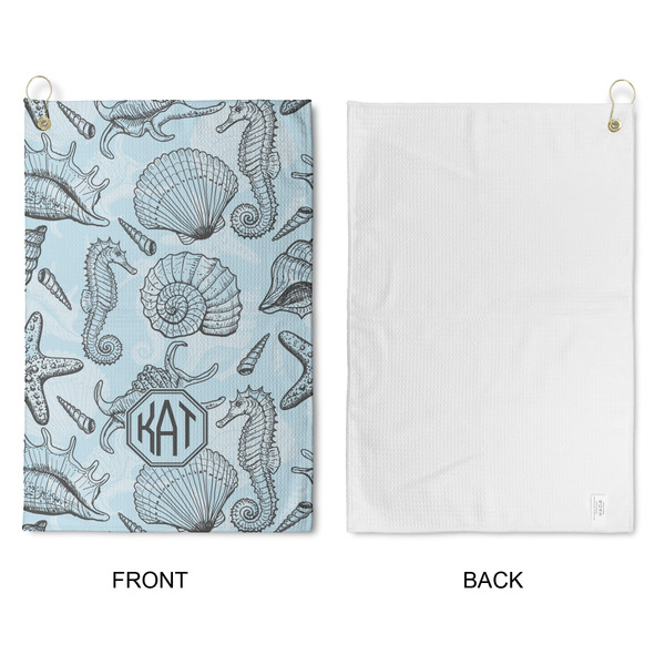 Sea-blue Seashells Waffle Weave Golf Towel - Approval