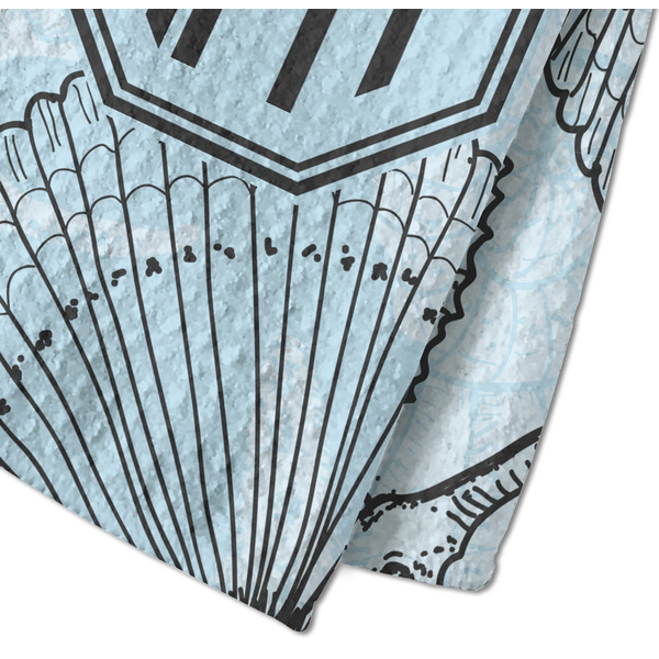 Sea-blue Seashells Waffle Weave Towel - Closeup of Material Image