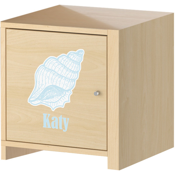 Sea-blue Seashells Wall Graphic on Wooden Cabinet