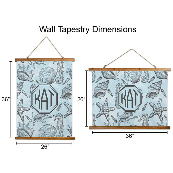 Sea-blue Seashells Wall Hanging Tapestries - Parent/Sizing